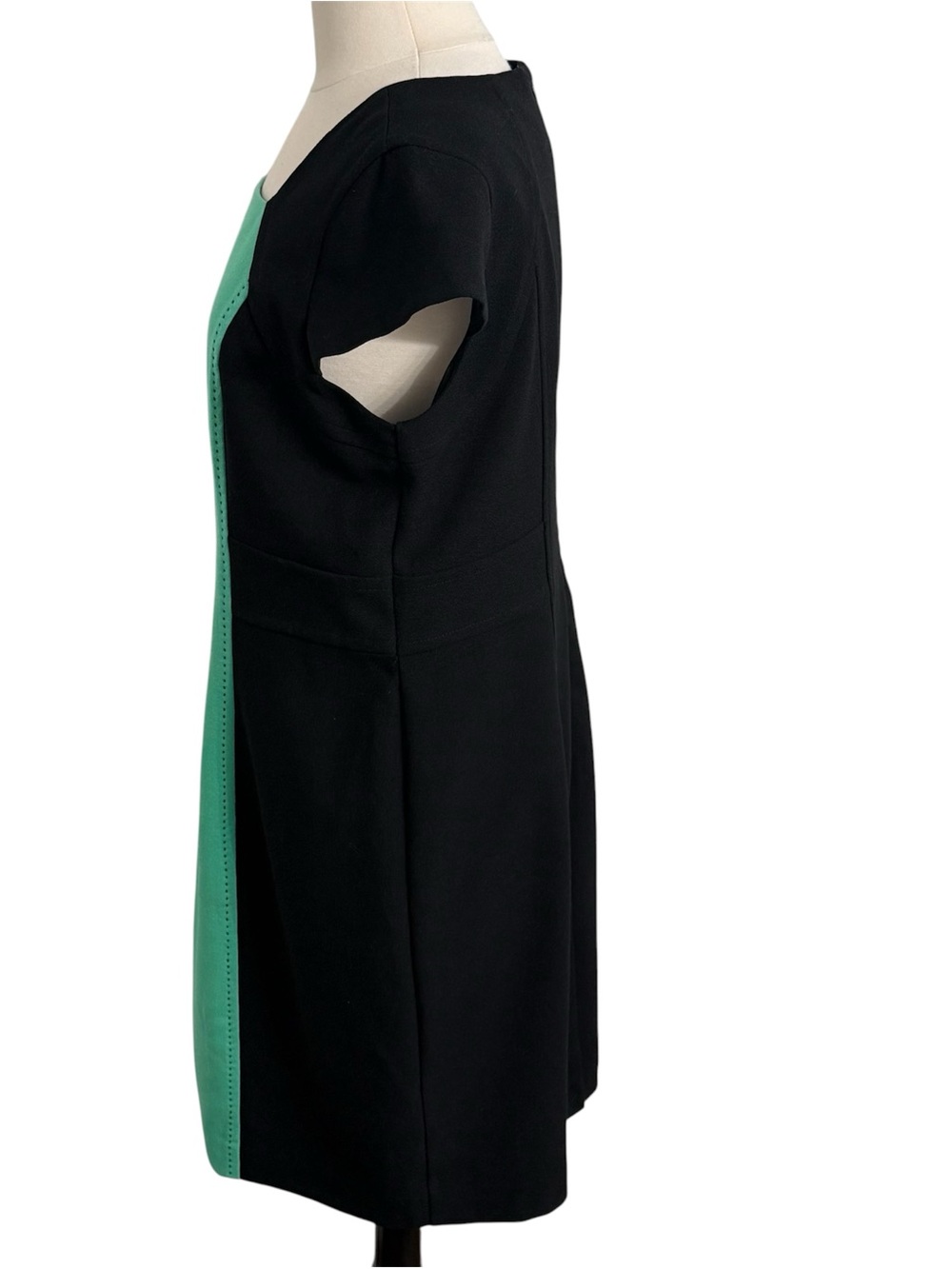 Liz Claiborne Cap Sleeve Tailored Square Neckline Retro Color Block Sheath Sz 18 - Picture 8 of 11